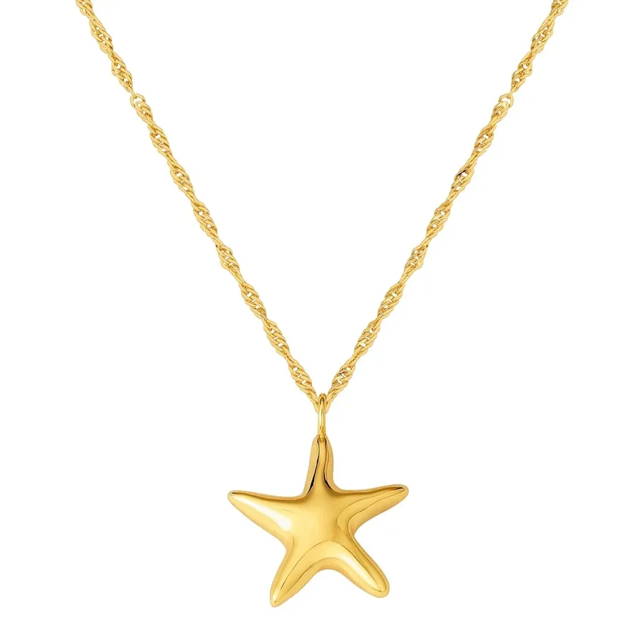 Glanzstücke München Halskette Seestern aus Sterling Silber in gelbgold Ketten 1 ct Damen