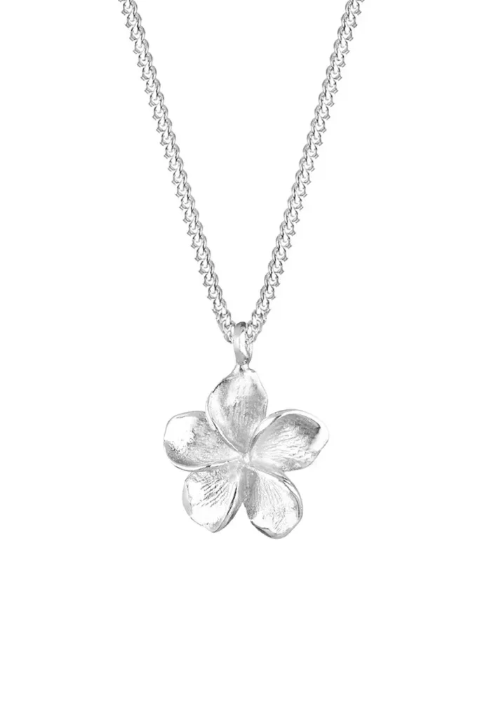 Elli - Halskette Anhänger Frangipani Blüte, 45cm, Silber