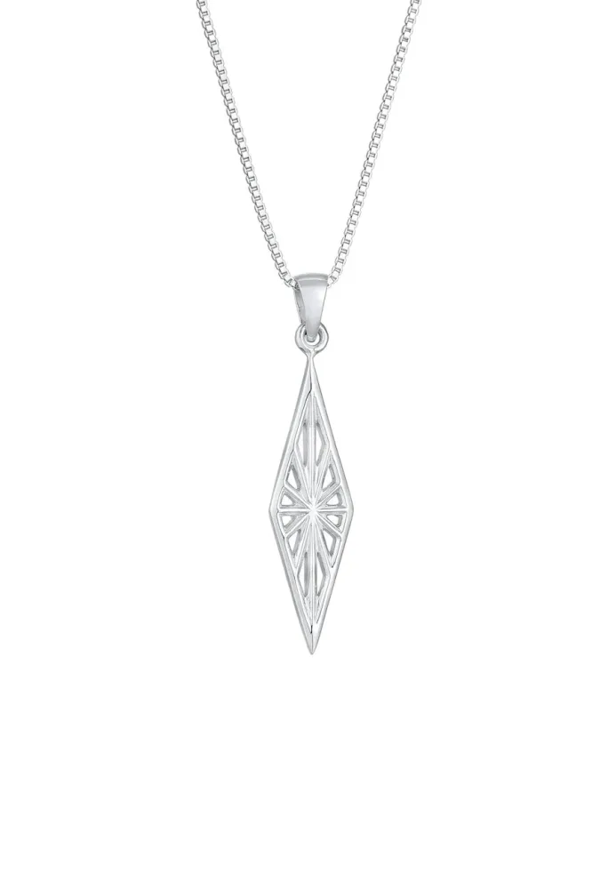 KUZZOI Herren Raute Marquise Ornament Used Look 925 Silber Ketten 1 ct