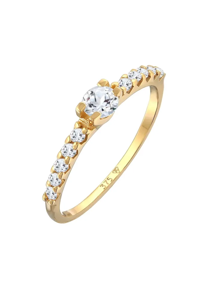Elli PREMIUM Topas Solitär Verlobung 375er Gelbgold Ringe 1 ct Damen