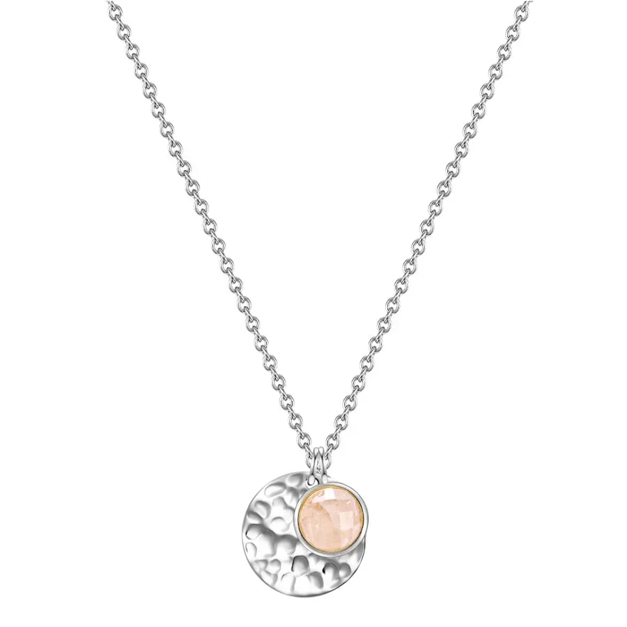 Glanzstücke München Halskette Kreis Sterling Silber Rosenquarz in Silber Ketten 1 ct Damen