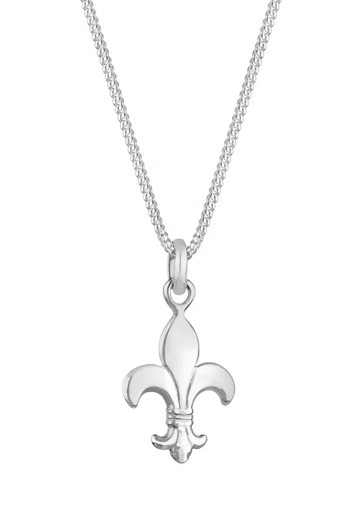 Elli - Halskette Anhänger Schwertlilie Französische Lilie, 45cm, Silber
