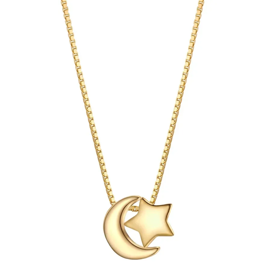 Glanzstücke München Halskette Mond/Stern aus Sterling Silber in gelbgold Ketten 1 ct Damen