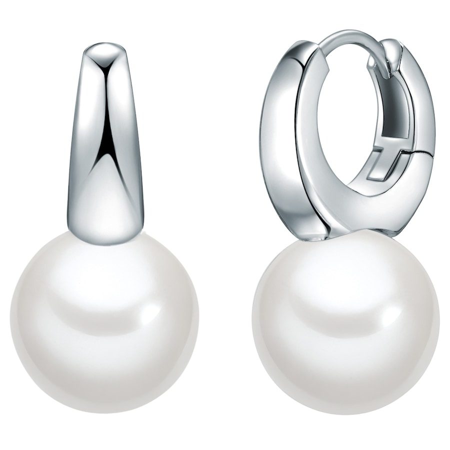 Yokoamii Perlen-Creolen Messing Muschelkernperle in Silber Ohrringe 1 ct Damen