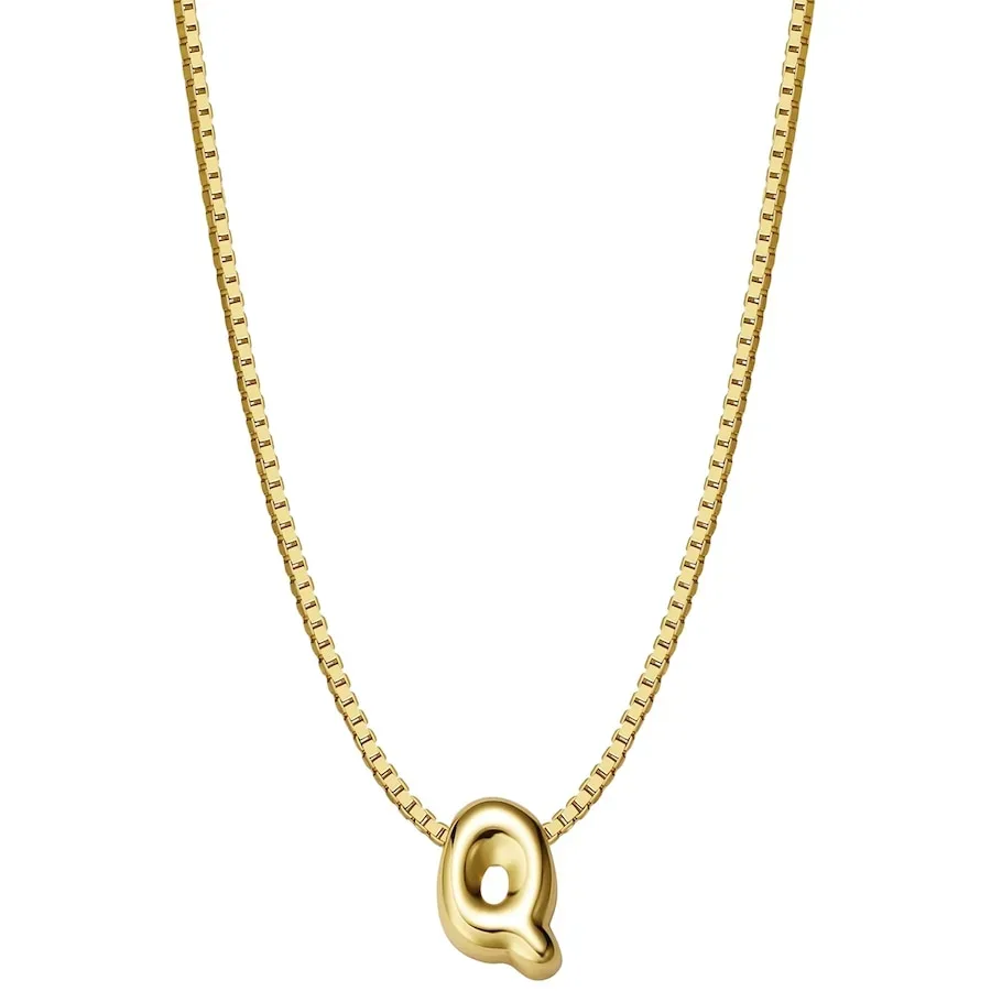 Glanzstücke München Halskette Buchstabe Q aus Sterling Silber in gelbgold Ketten 1 ct Damen