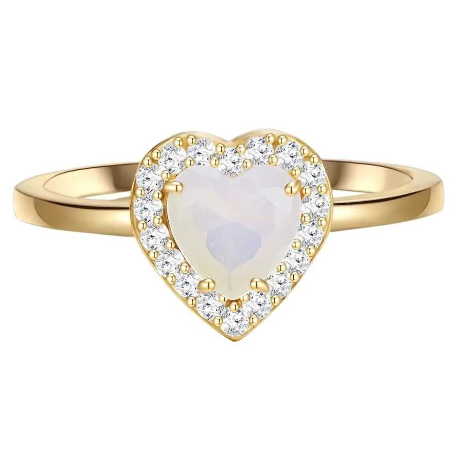 Glanzstücke München Ring Herz aus Sterling Silber in gelbgold mit Mondstein (synth.) Ringe 1 ct Damen