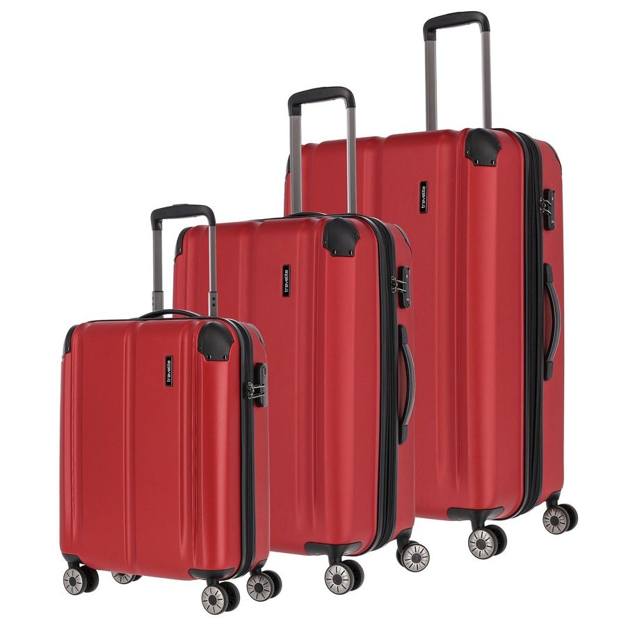 Travelite City 4-Rollen Kofferset 3tlg. Reisetaschen 1 ct Rot Herren