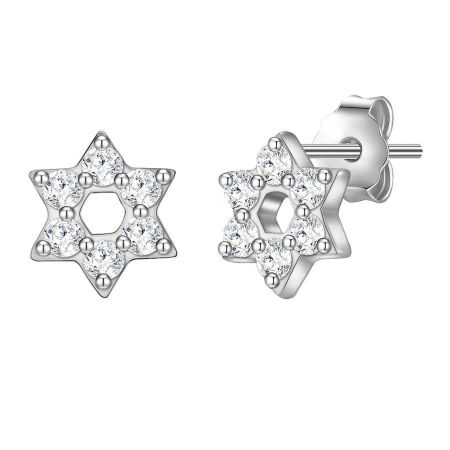 Glanzstücke München Ohrstecker Stern Sterling Silber Zirkonia in Silber Ohrringe 1 ct Damen