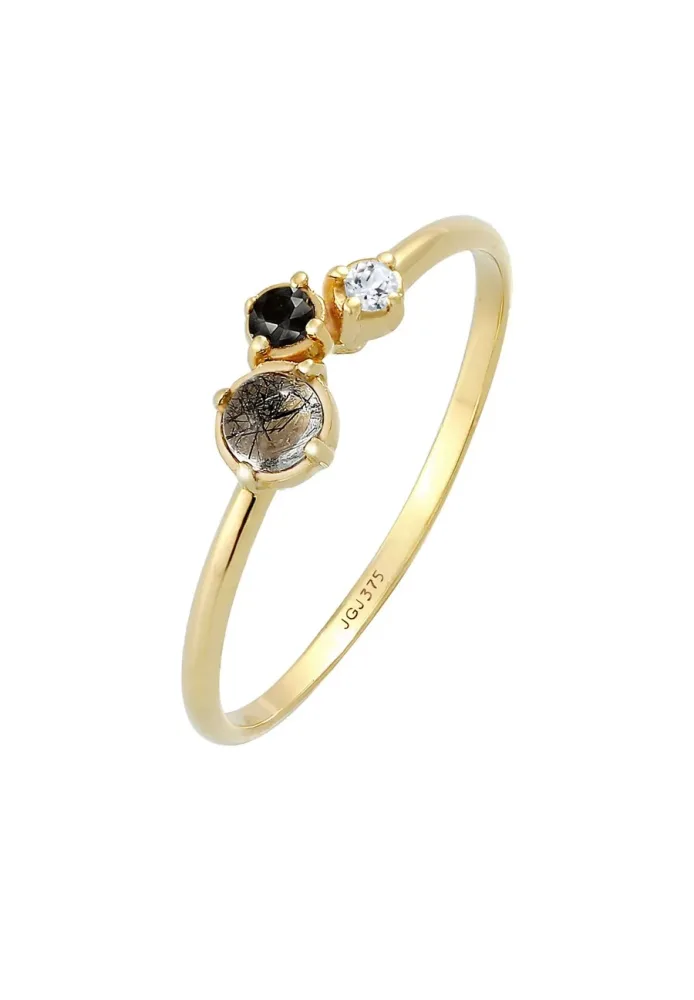 Elli DIAMONDS Diamant (0.03 ct.) Topas Turmalin 375er Gelbgold Ringe 1 ct Damen