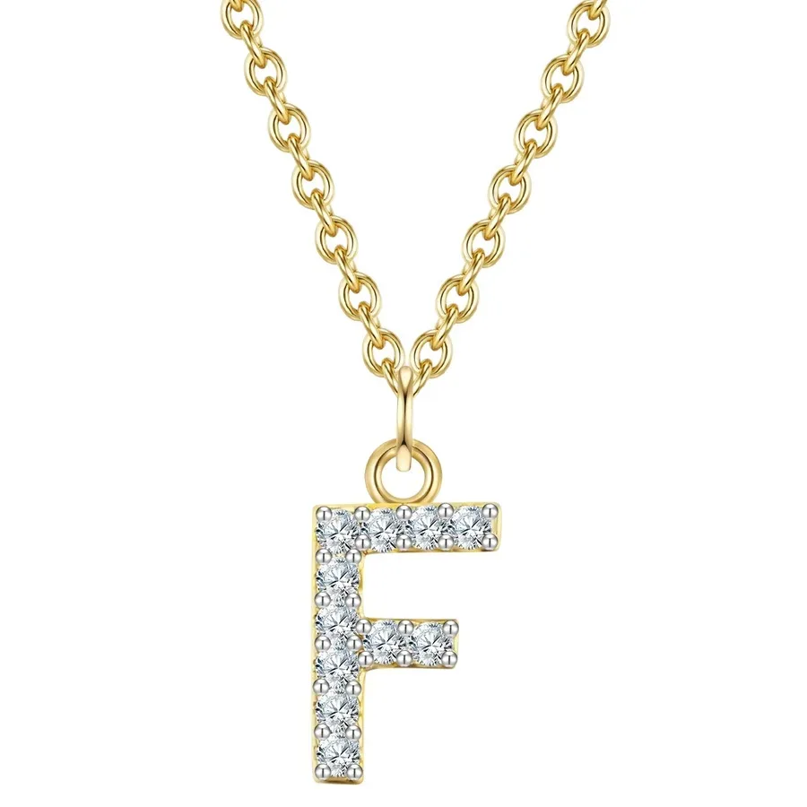 Glanzstücke München Halskette Buchstabe M aus Sterling Silber in gelbgold mit Zirkonia Ketten 1 ct Damen