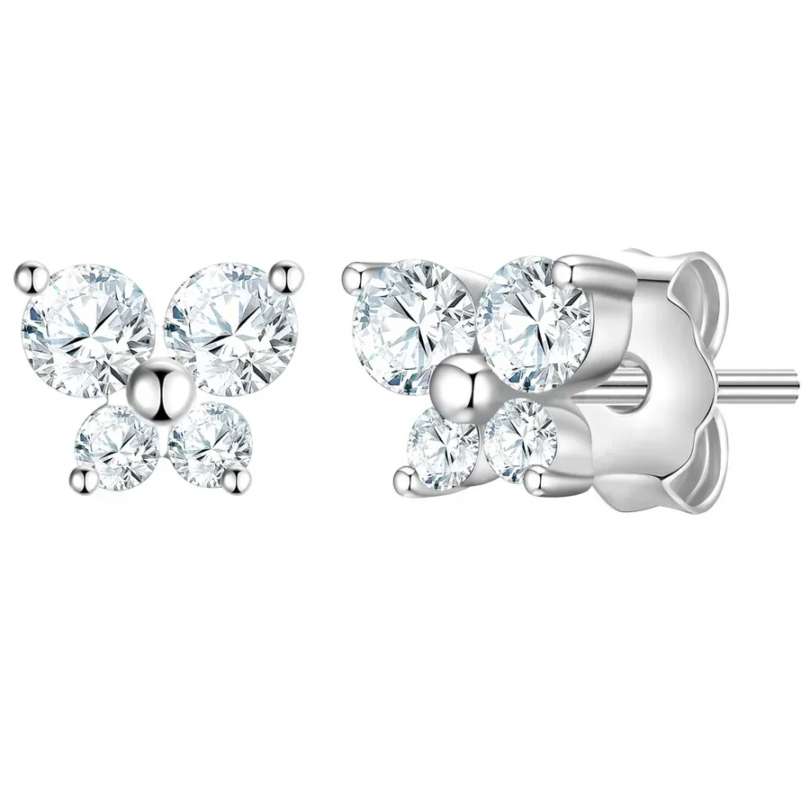 Glanzstücke München Ohrstecker Schmetterling aus Sterling Silber in Silber mit Zirkonia Ohrringe 1 ct Damen