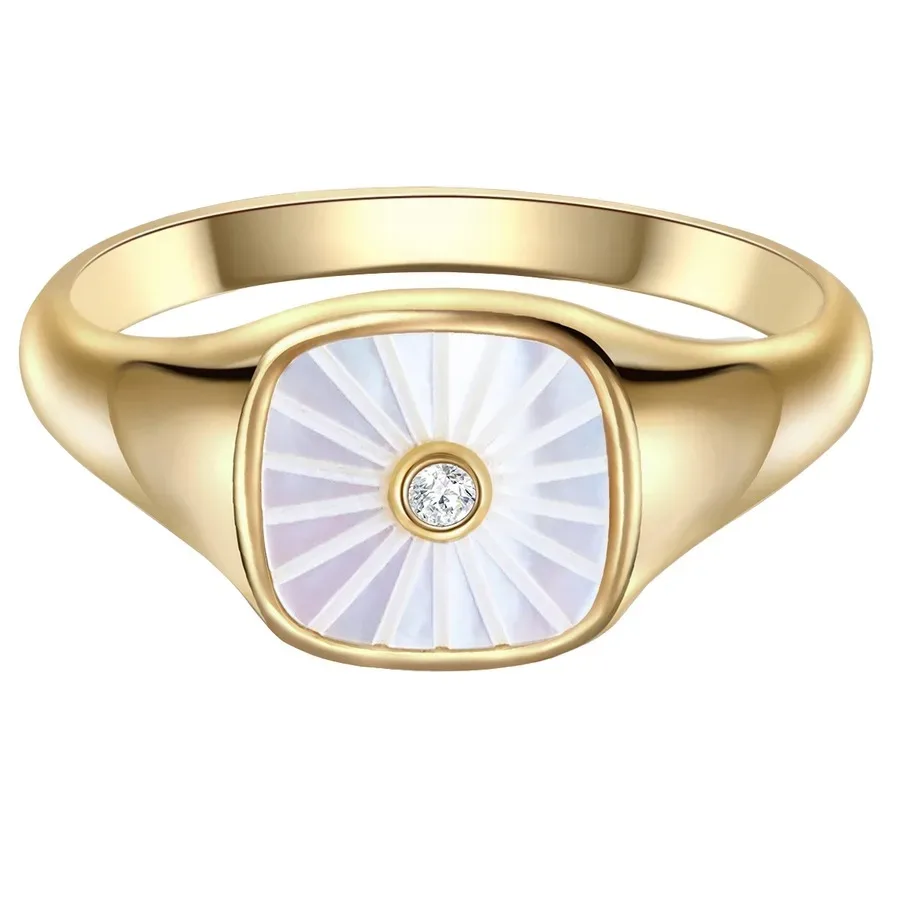 Glanzstücke München Ring Sterling Silber Zirkonia Perlmutt in Gelbgold Ringe 1 ct Damen