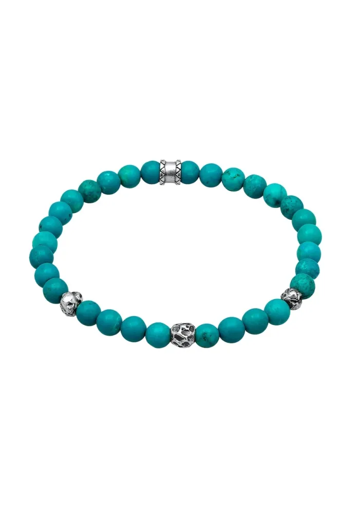 KUZZOI Herren Howlith Türkis Stein Bead 925er Silber Armbänder & Armreife 1 ct