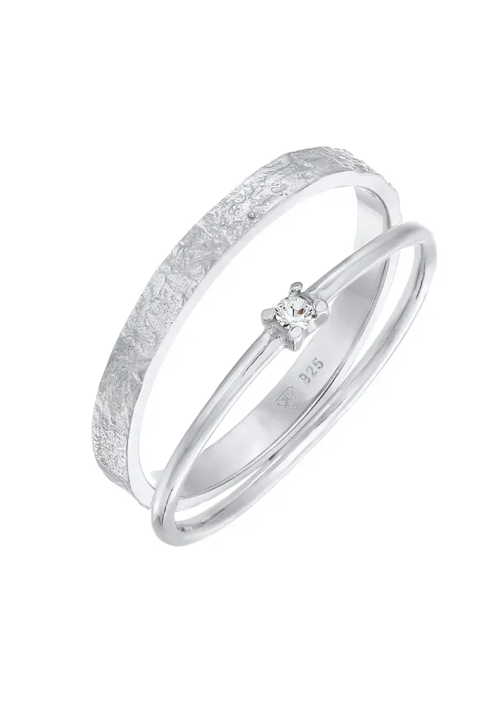 Elli 0er Set Solitär Bandring 925 Silber, mit Kristallen von Swarovski® Ringe 1 ct Damen