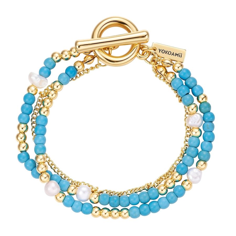 Yokoamii Armband aus Metall-Legierung in gelbgold mit Naturstein und Süßwasser-Zuchtperle Armbänder & Armreife 1 ct Damen