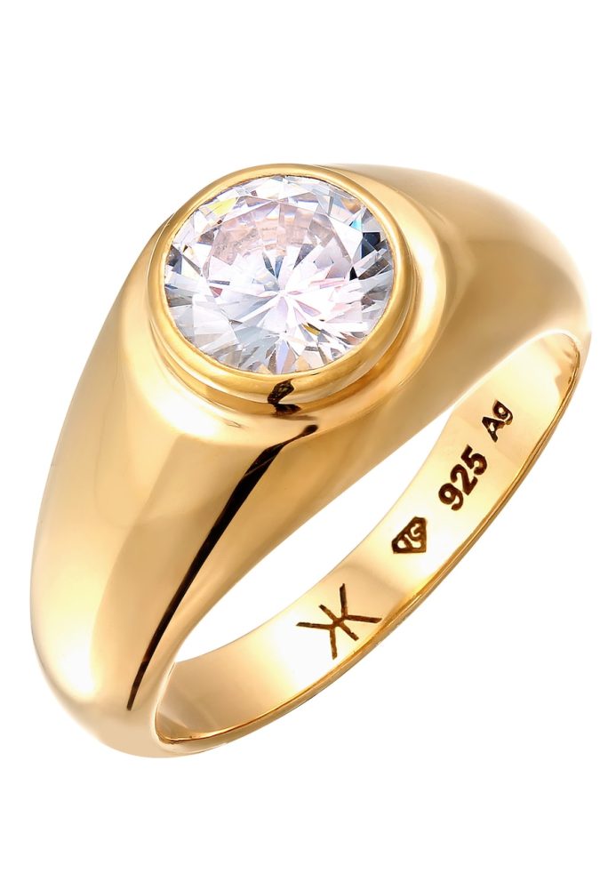 KUZZOI Zirkonia Weiß Diamantschliff 925 Sterling Silber Unisex Ringe 1 ct Herren