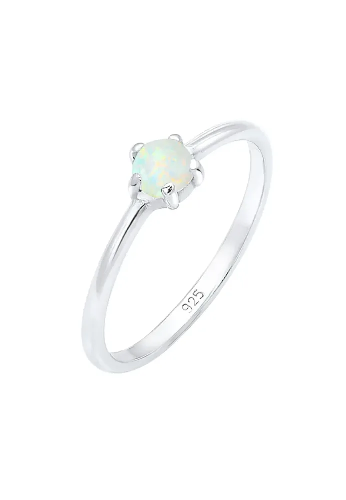 Elli Basic Trend Bandring Synthetischer Opal 925 Silber Ringe 1 ct Damen