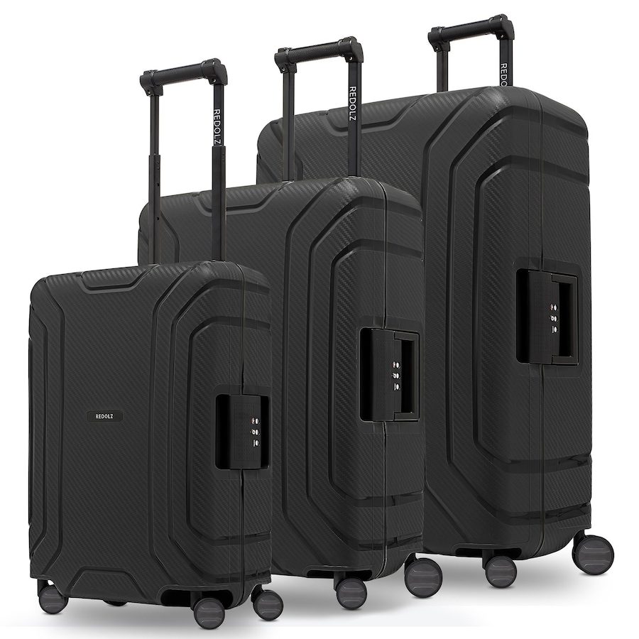 Redolz Essentials 15 4-Rollen Kofferset 3-tlg. mit Dreipunkt-Verschluss Reisetaschen 1 ct Schwarz Herren