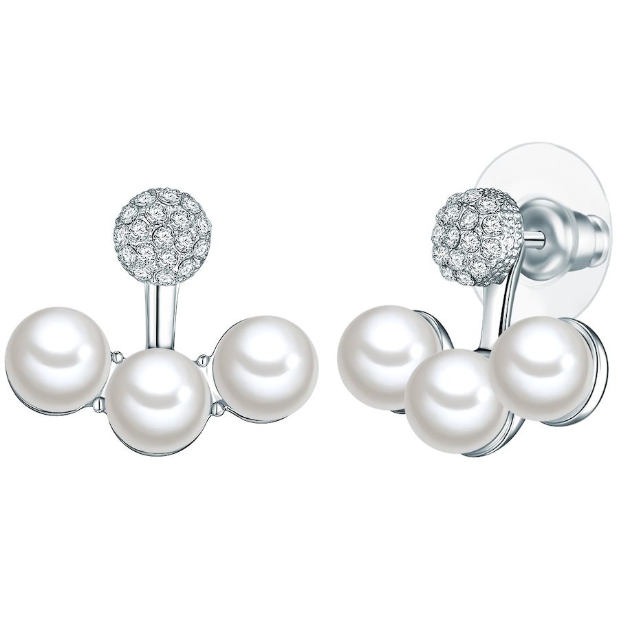 Lulu & Jane Perlen-Ohrstecker Metall-Legierung Glas Muschelkernperle in Silber Ohrringe 1 ct Damen
