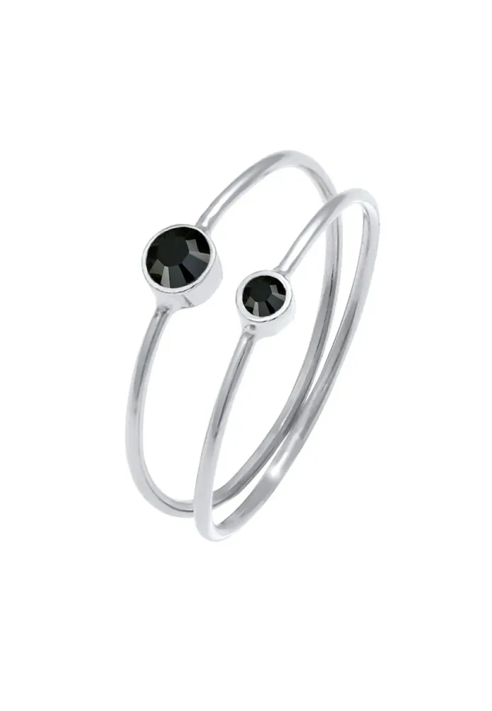 Elli 2er Set Kristalle 925 Sterling Silber Ringe 1 ct Damen