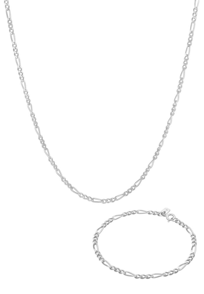 KUZZOI Kette Armband Herren Figaro Design 925 Sterling Silber Herrenschmuck 1 ct