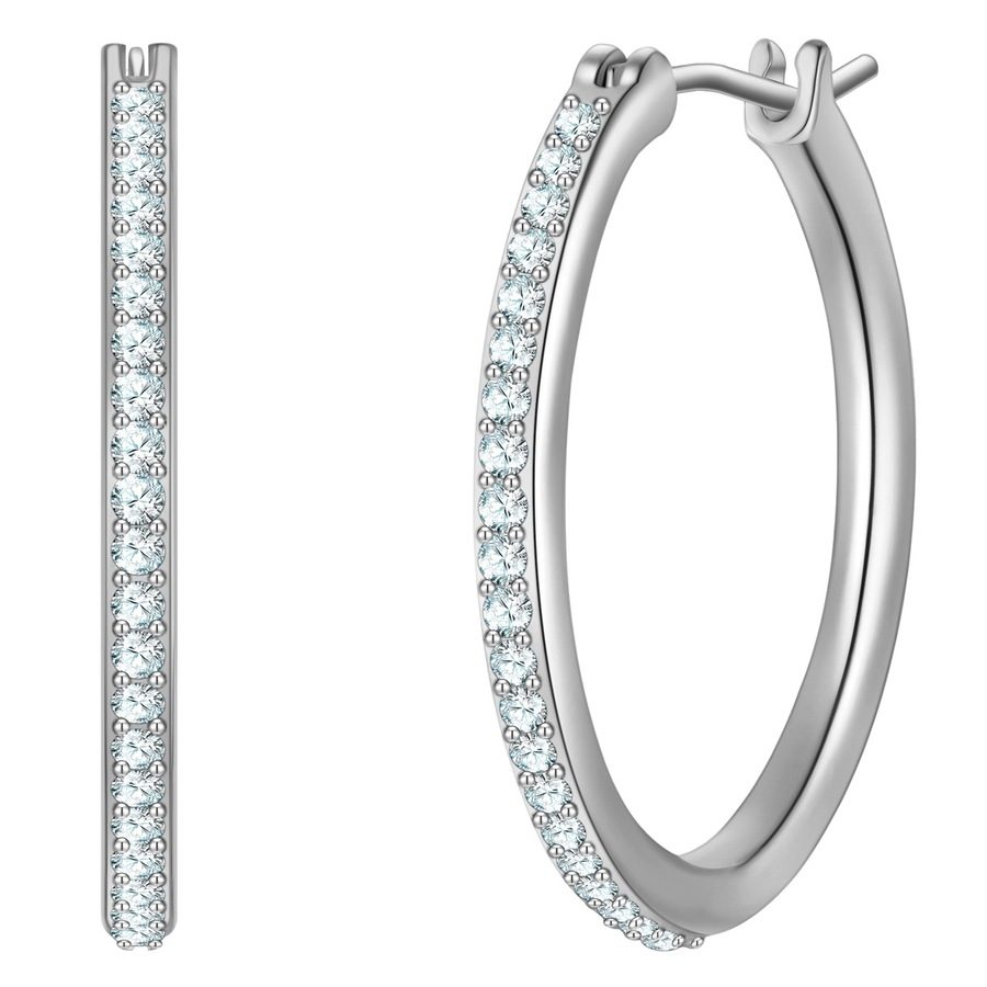 Yokoamii Creolen aus Messing in silber mit Zirkonia Ohrringe 1 ct Damen
