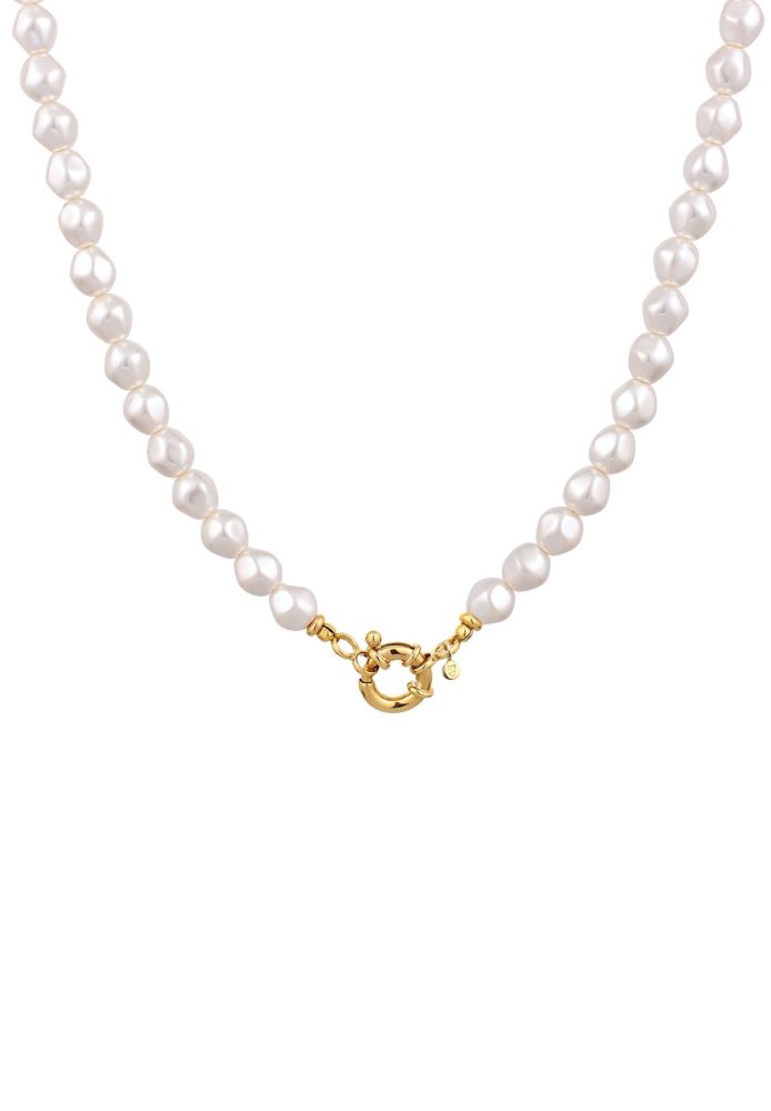 Elli Weiß 925 Sterling Silber vergoldet, mit Perlen von Swarovski® Ketten 1 ct Damen