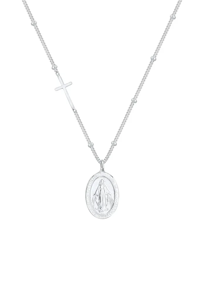 Elli Kreuz Kugeln Marienbild 925 Silber Ketten 1 ct Damen