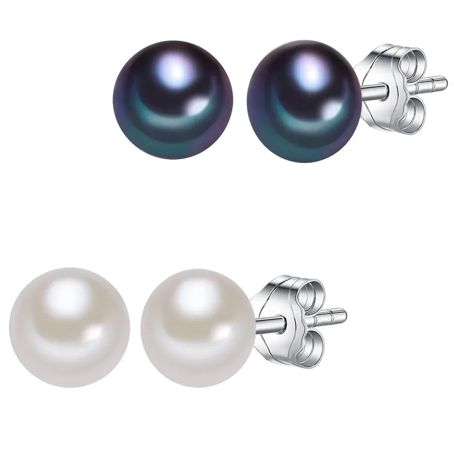 Lulu & Jane Perlen-Ohrstecker Sterling Silber Süßwasser-Zuchtperle in Silber Ohrringe 1 ct Damen