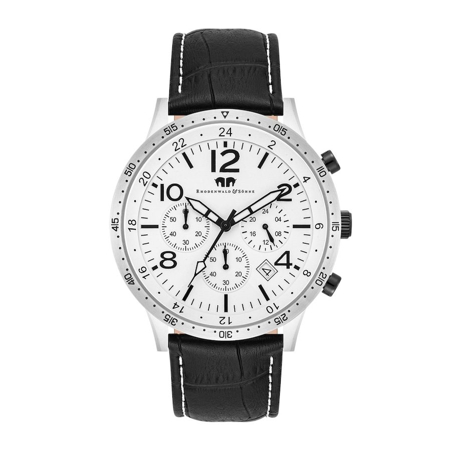 Rhodenwald & Söhne Armband-Uhr Flight Captain aus Echtleder in schwarz Uhren 1 ct Herren