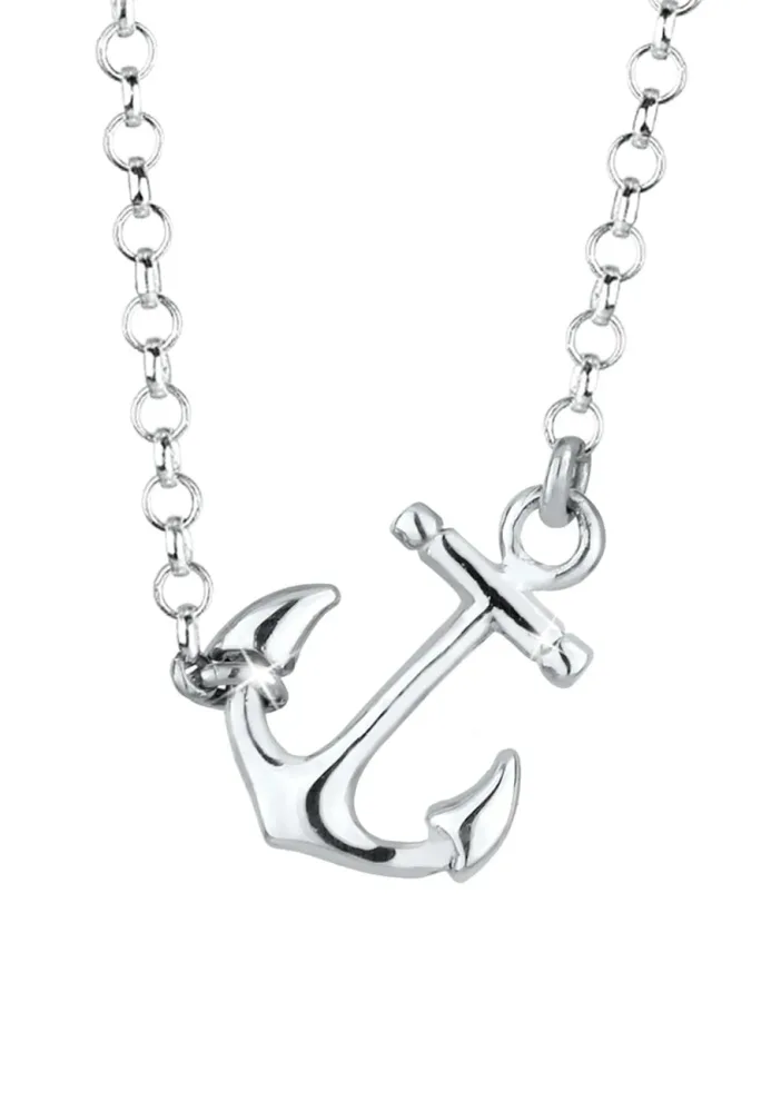 Elli - Halskette Anker Anhänger, 45cm, Silber