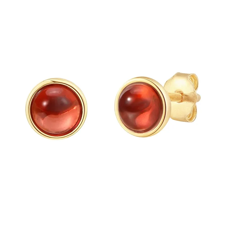 Glanzstücke München Ohrstecker aus Sterling Silber in Gelbgold mit Granat Ohrringe 1 ct Damen