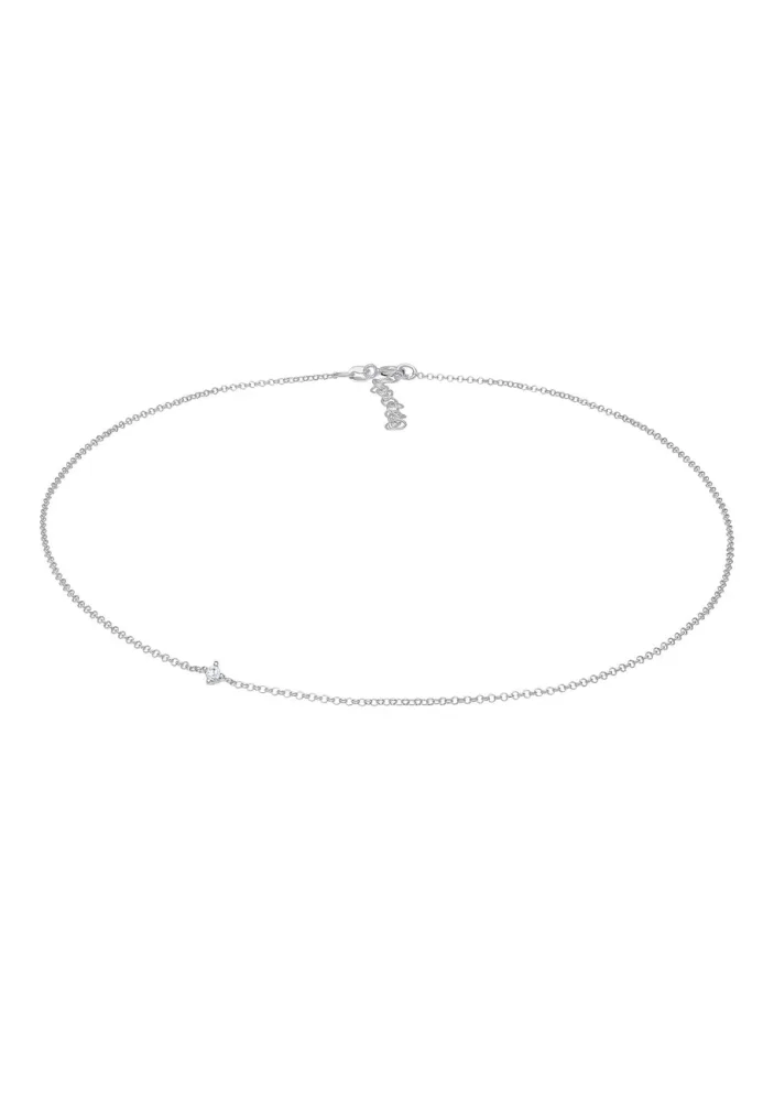 Elli Choker Erbskette Zirkonia Solitär Zart 925 Silber Ketten 1 ct Damen