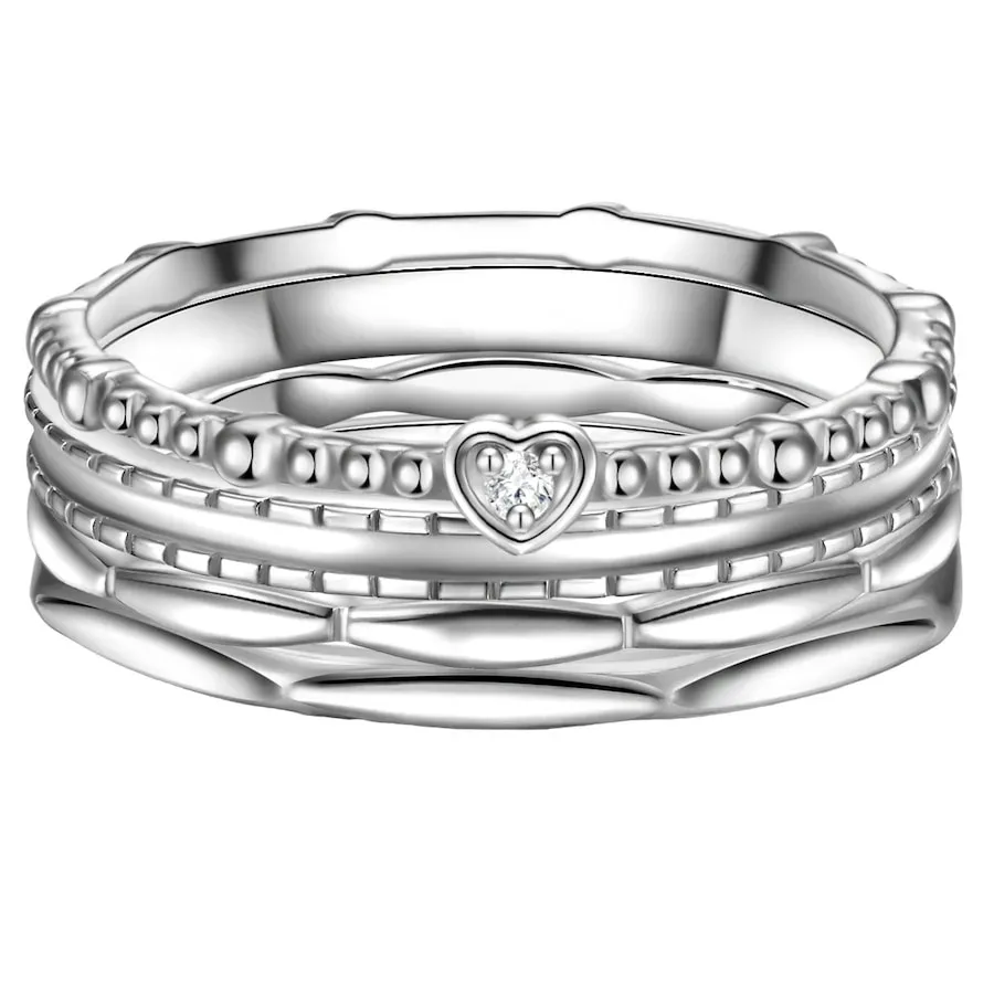 Glanzstücke München Ring Herz Sterling Silber Zirkonia in Silber Ringe 1 ct Damen