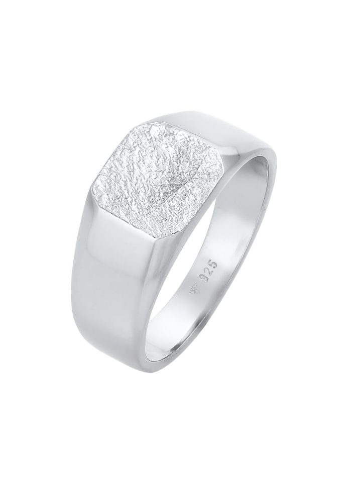 KUZZOI Basic Siegelring Herren Quadrat Matt 925 Silber Ringe 1 ct