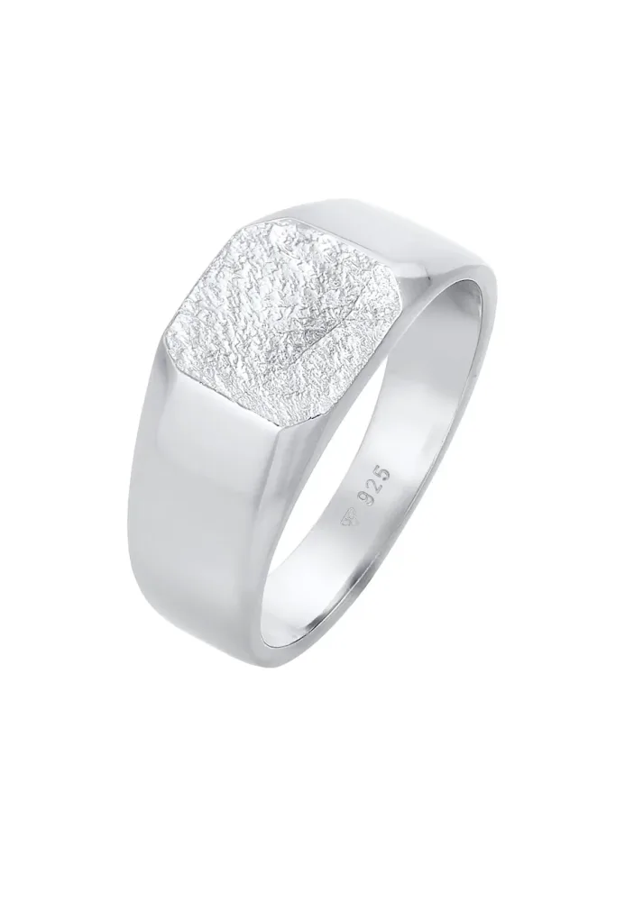 KUZZOI Basic Siegelring Herren Quadrat Matt 925 Silber Ringe 1 ct