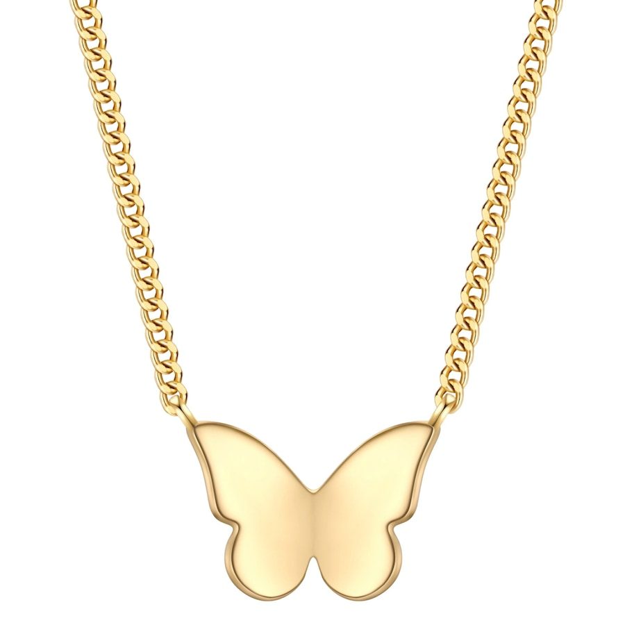 Glanzstücke München Halskette Schmetterling aus Sterling Silber in gelbgold mit Panzerkette Ketten 1 ct Damen
