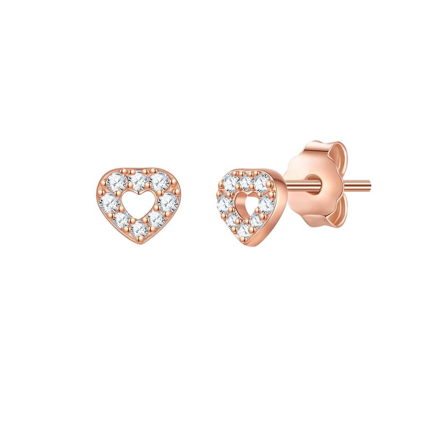 Glanzstücke München Ohrstecker Herz aus Sterling Silber in roségold mit Zirkonia Ohrringe 1 ct Damen