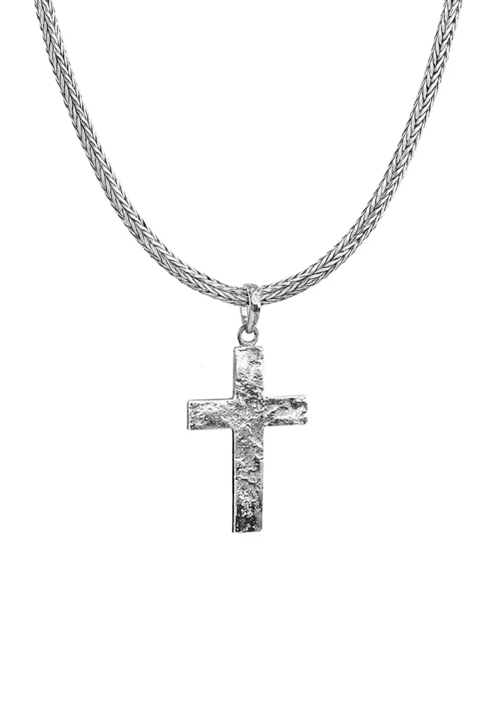 KUZZOI Herren Kreuz Oxidiert Massiv 925 Sterling Silber Ketten 1 ct
