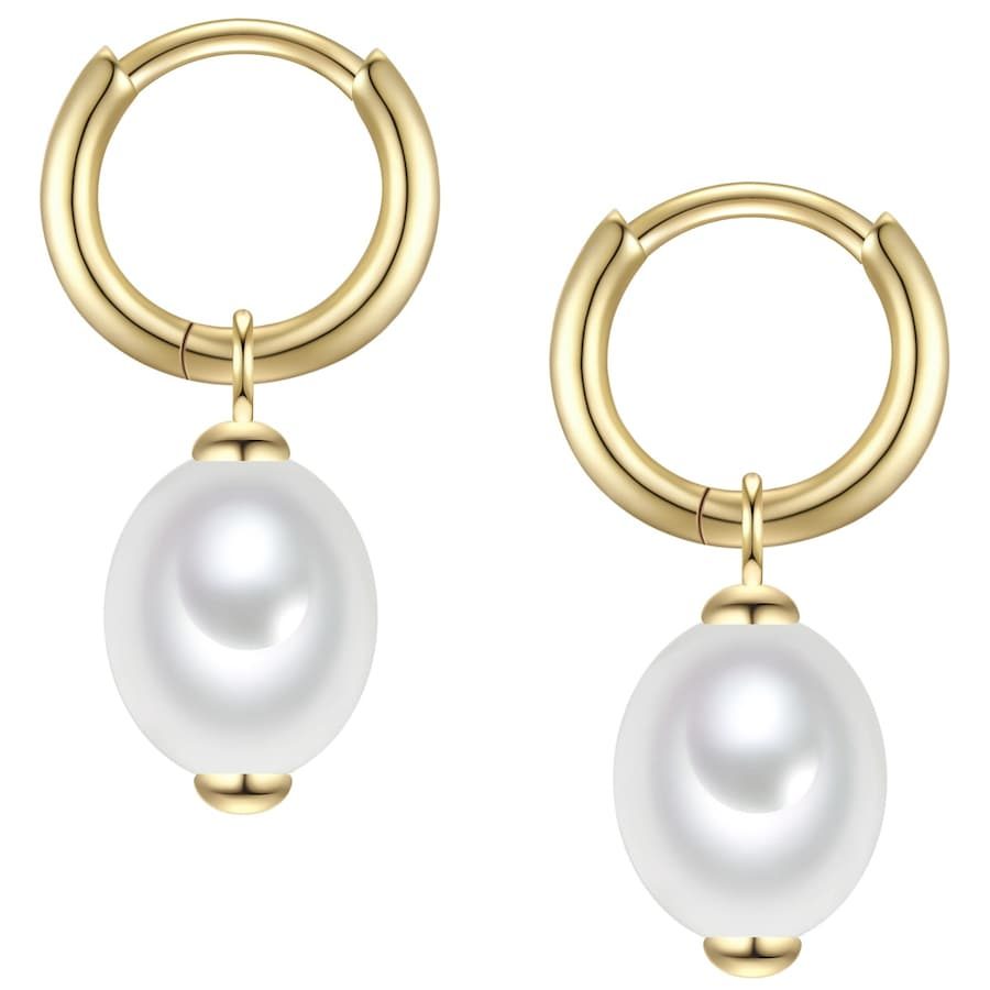 Rafaela Donata Creolen aus Sterling Silber in gelbgold mit Muschelkernperle Ohrringe 1 ct Damen