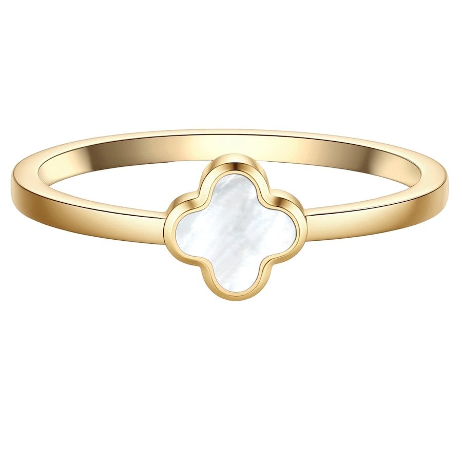 Glanzstücke München Ring Kleeblatt aus Edelstahl in gelbgold mit Perlmutt Ringe 1 ct Damen