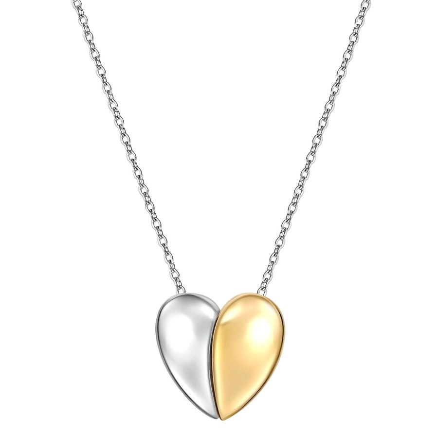 Yokoamii Halskette Herz aus Messing in silber/gelbgold Ketten 1 ct Damen