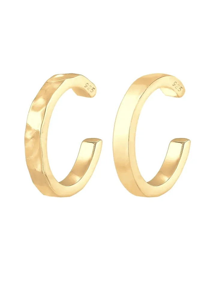 Elli Earcuff Klemme 2er Set Geo-Organic Look 925 Silber Ohrringe 1 ct Damen