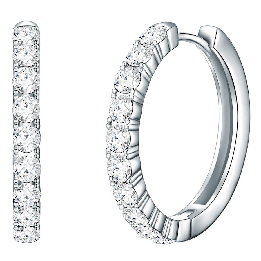 Lulu & Jane Creolen Messing verziert mit Kristallen von Swarovski® in Silber Ohrringe 1 ct Damen