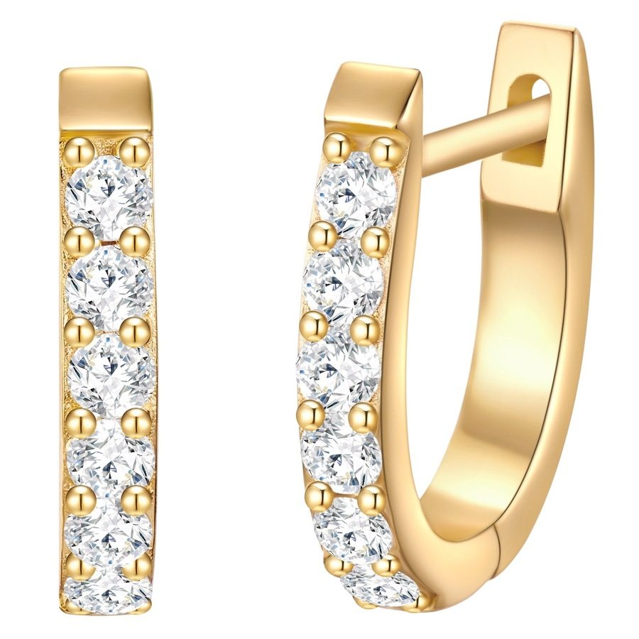 Trilani Creolen Sterling Silber Zirkonia in Gelbgold Ohrringe 1 ct Damen