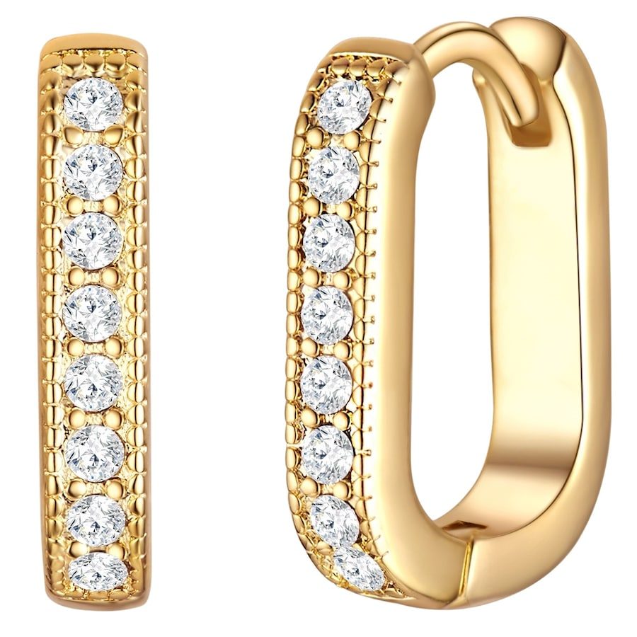 Lulu & Jane Creolen aus Metall in Gelbgold mit verziert mit Kristallen von Swarovski® Ohrringe 1 ct Damen