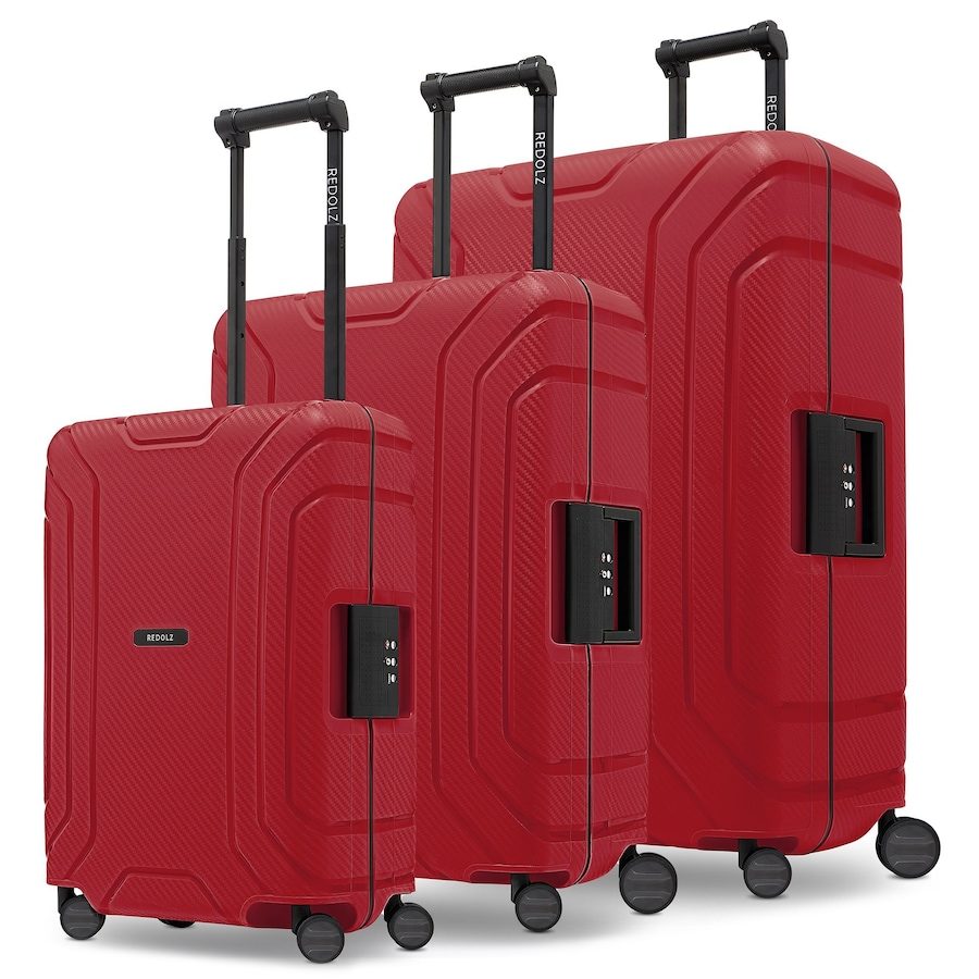 Redolz Essentials 15 4-Rollen Kofferset 3-tlg. mit Dreipunkt-Verschluss Reisetaschen 1 ct Rot Herren