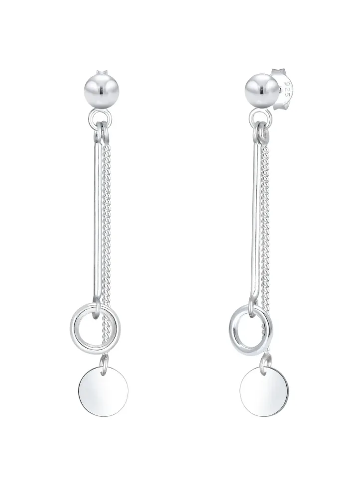 Elli Basic Stecker Kreis Stab Geo Kette 925 Silber Ohrringe 1 ct Damen
