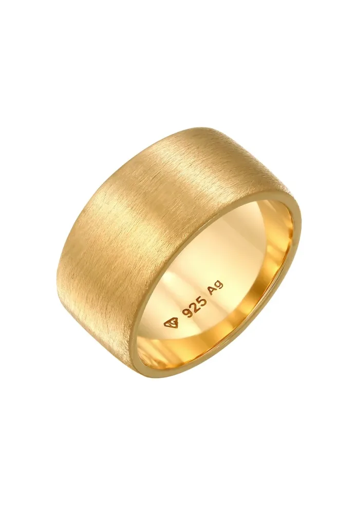 Elli Bandring Breit Matt Gebürstet Basic 925 Silber Ringe 1 ct Damen