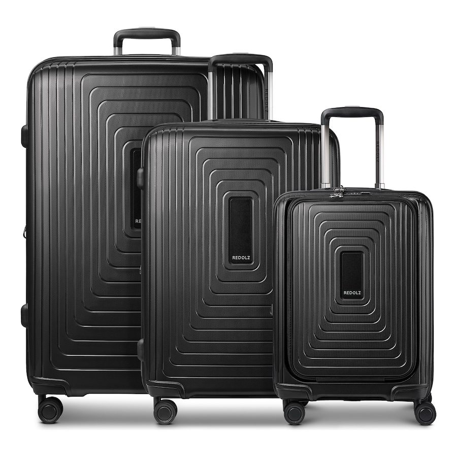 Redolz Essentials 14 4 Rollen Kofferset 3-teilig mit Dehnfalte Reisetaschen 1 ct Schwarz Herren